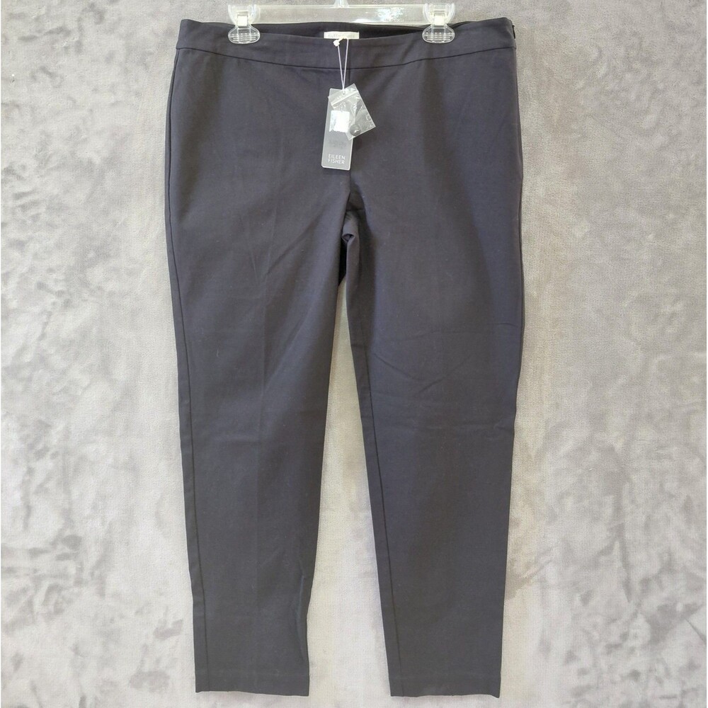 Eileen Fisher Organic Cotton Stretch Twill Pants Women's Large Ankle Zip NEW!